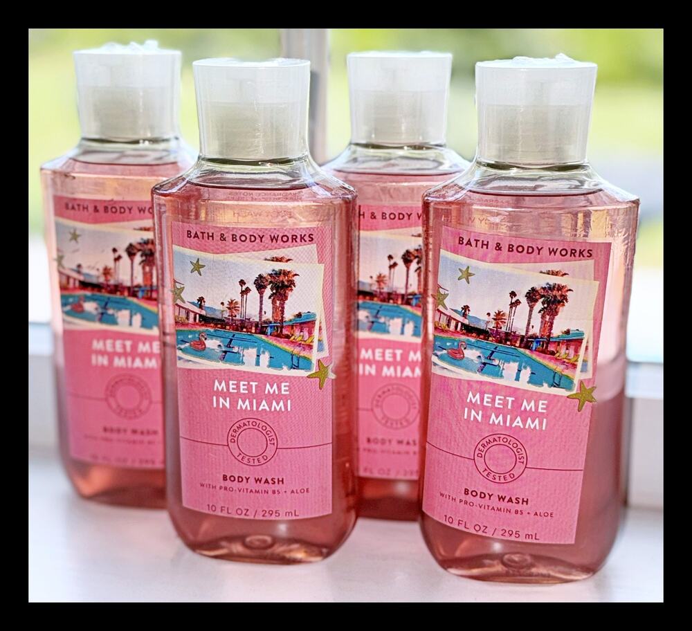 Bath & Body Works Meet Me in Miami 10oz Shower Gel Body Wash with Aloe B5 x4